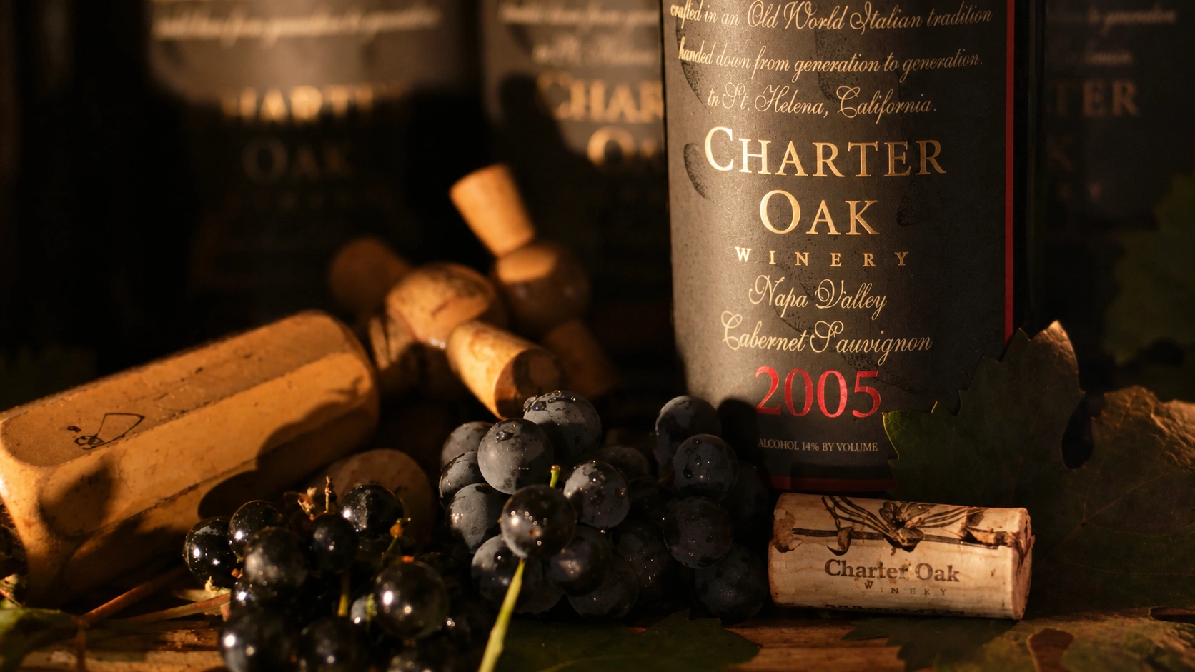 Charter Oak wine bottle product photography